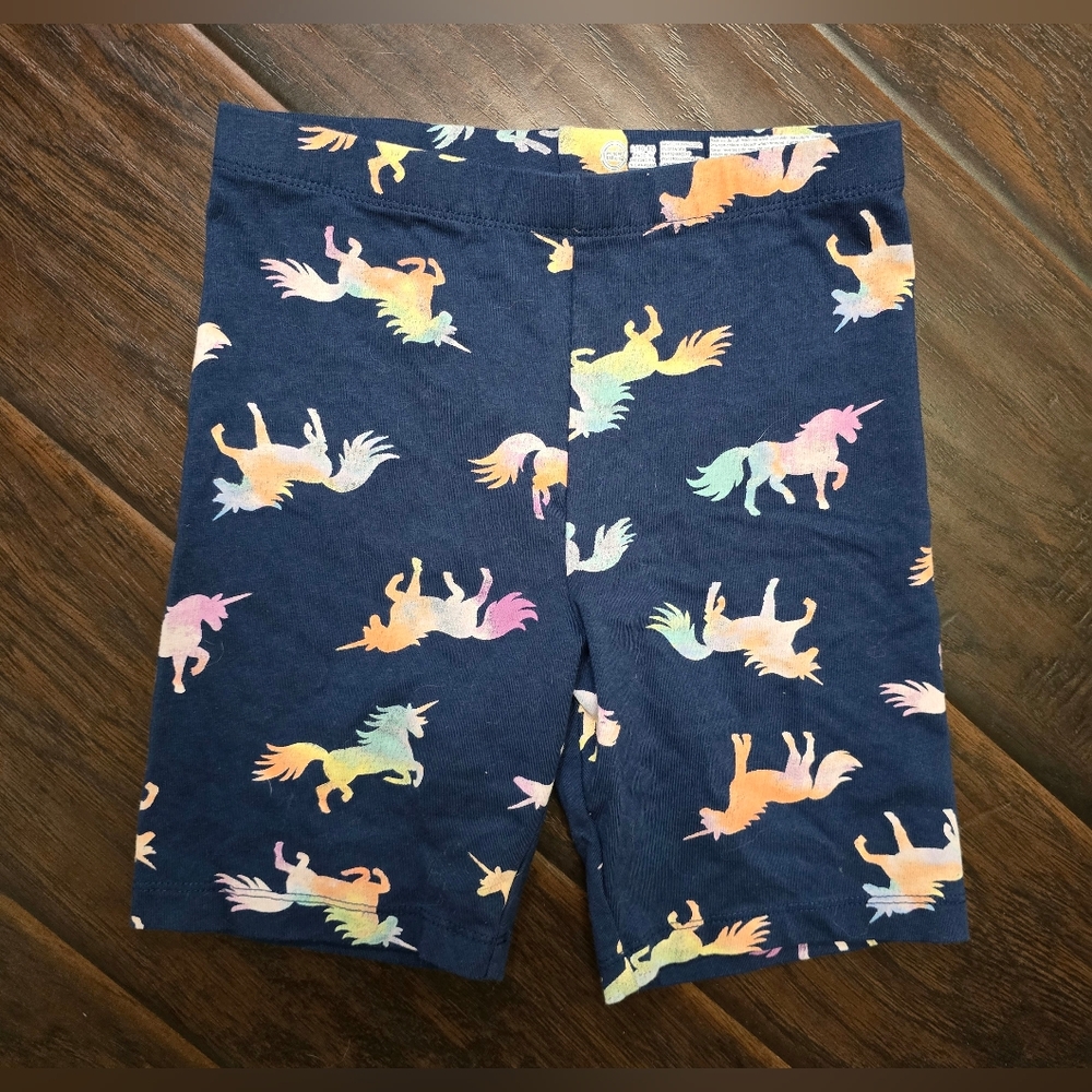 Wonder Nation Girls Blue Unicorn Biker Shorts Large